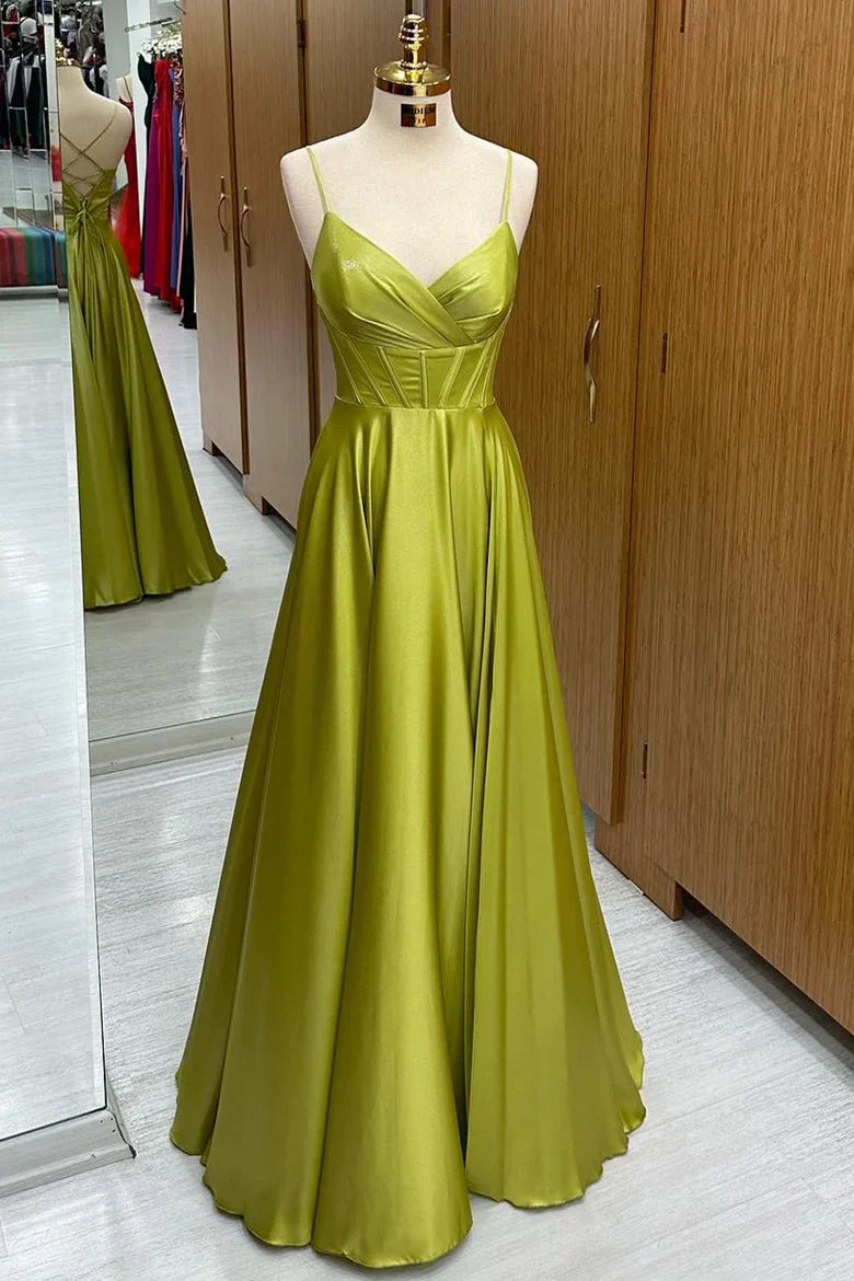 A-Line Lace-Up Long Prom Dress