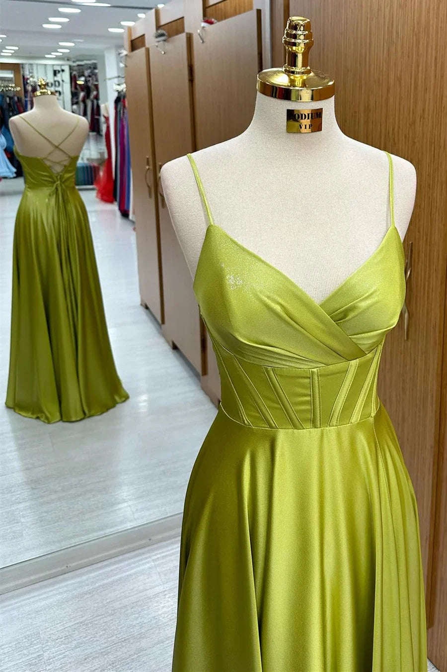 A-Line Lace-Up Long Prom Dress