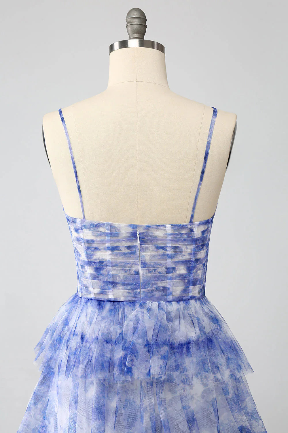 Printed A Line Tiered Hollow-Out Long Prom Dress