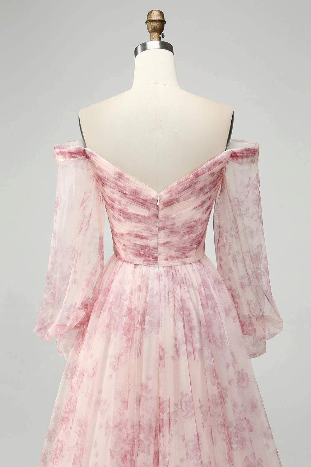 A-Line Off The Shoulder Print Prom Dress With Slit