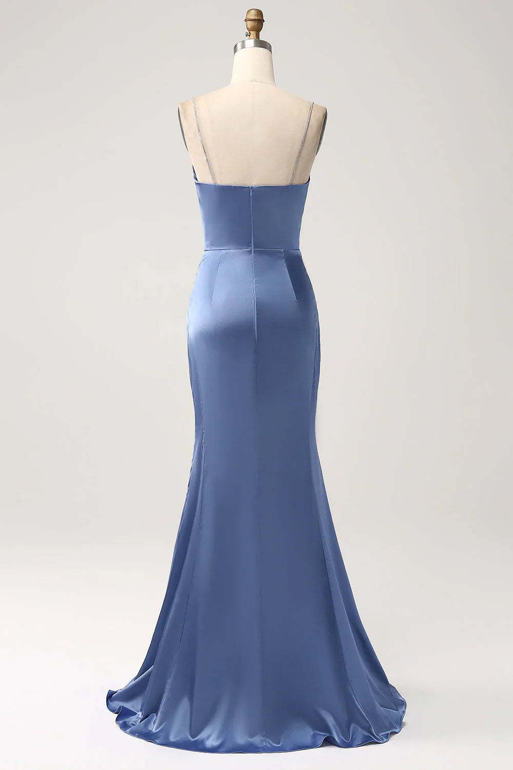 Mermaid Satin Spaghetti Straps Long Prom Dress