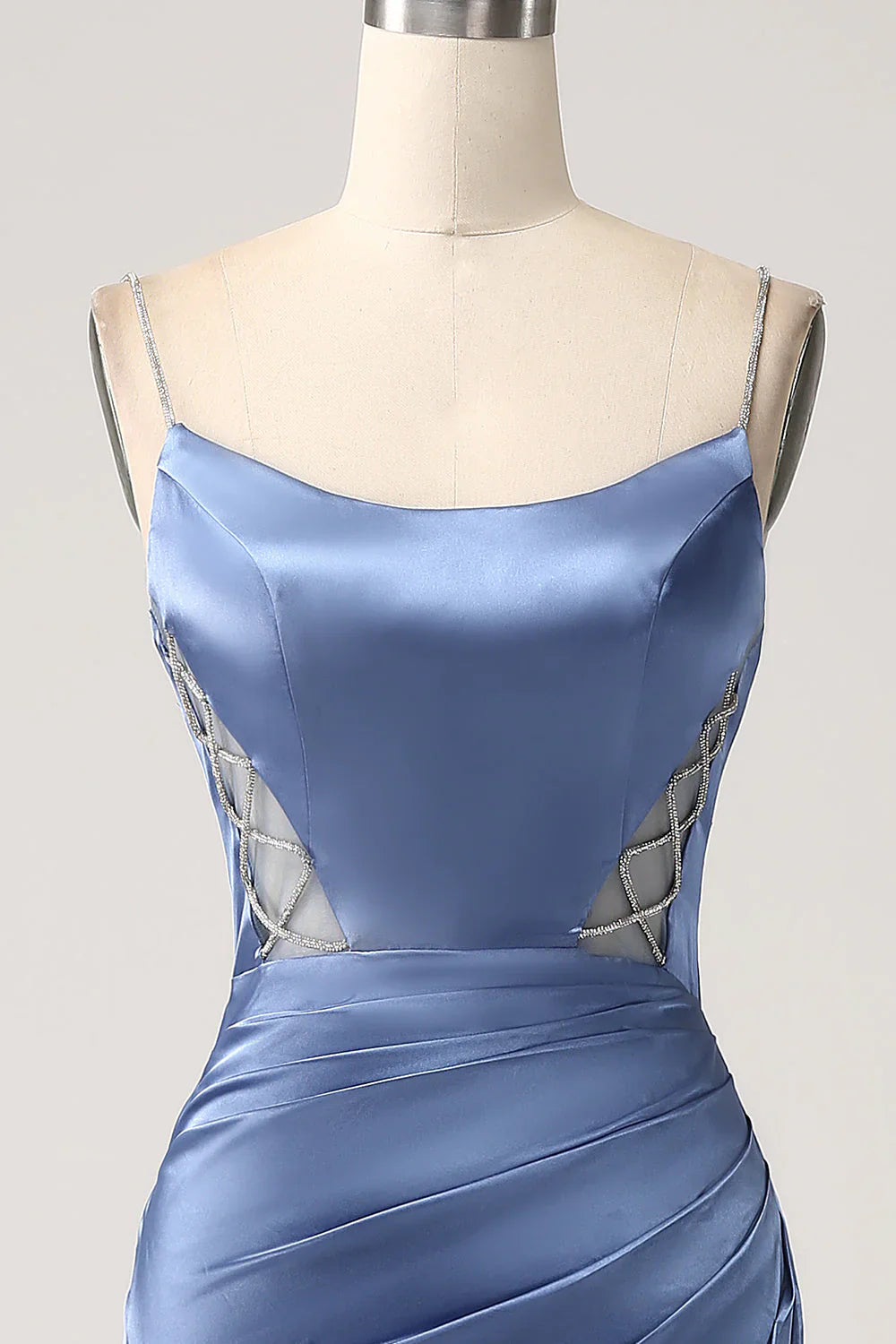 Mermaid Satin Spaghetti Straps Long Prom Dress