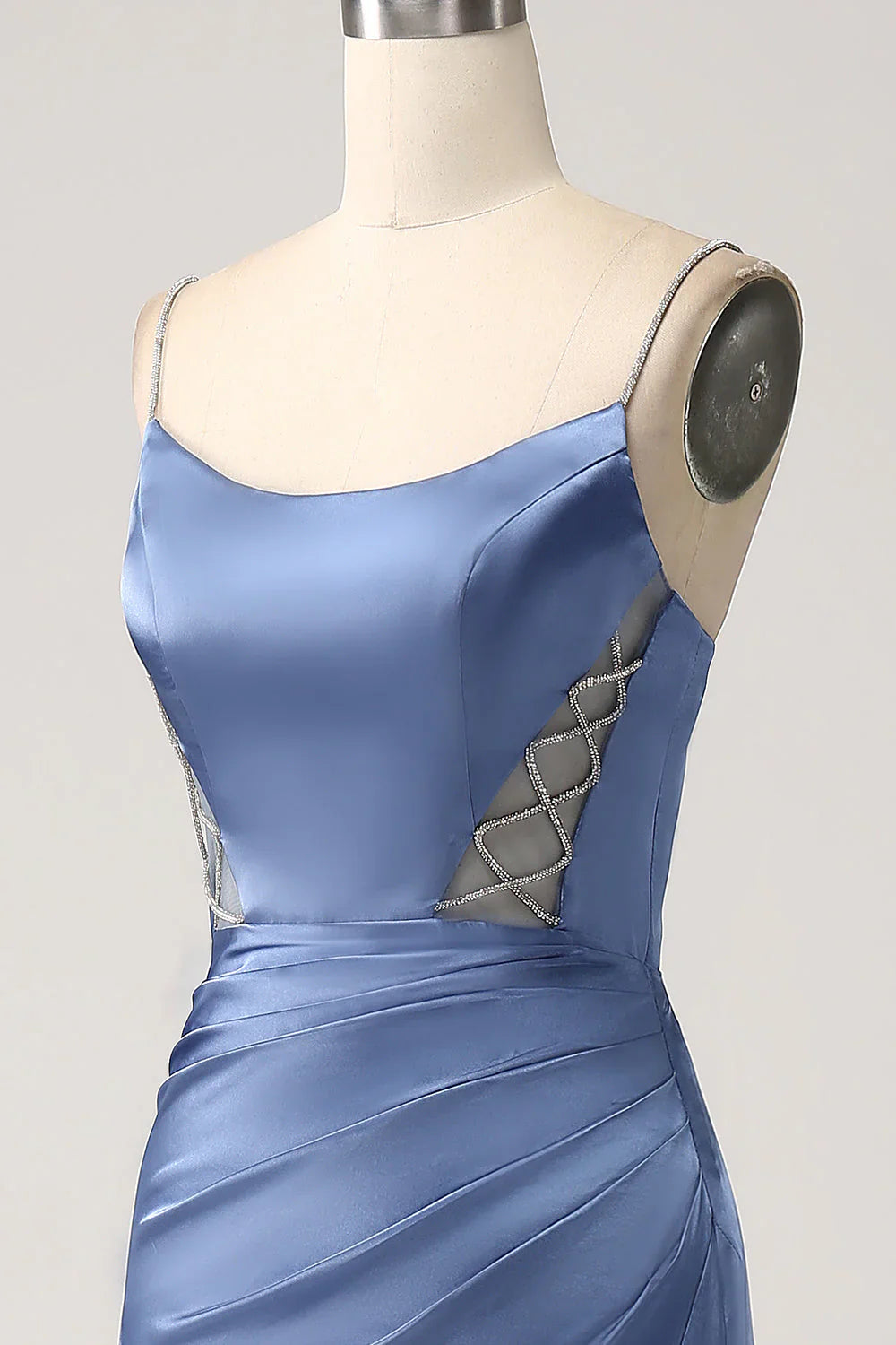 Mermaid Satin Spaghetti Straps Long Prom Dress