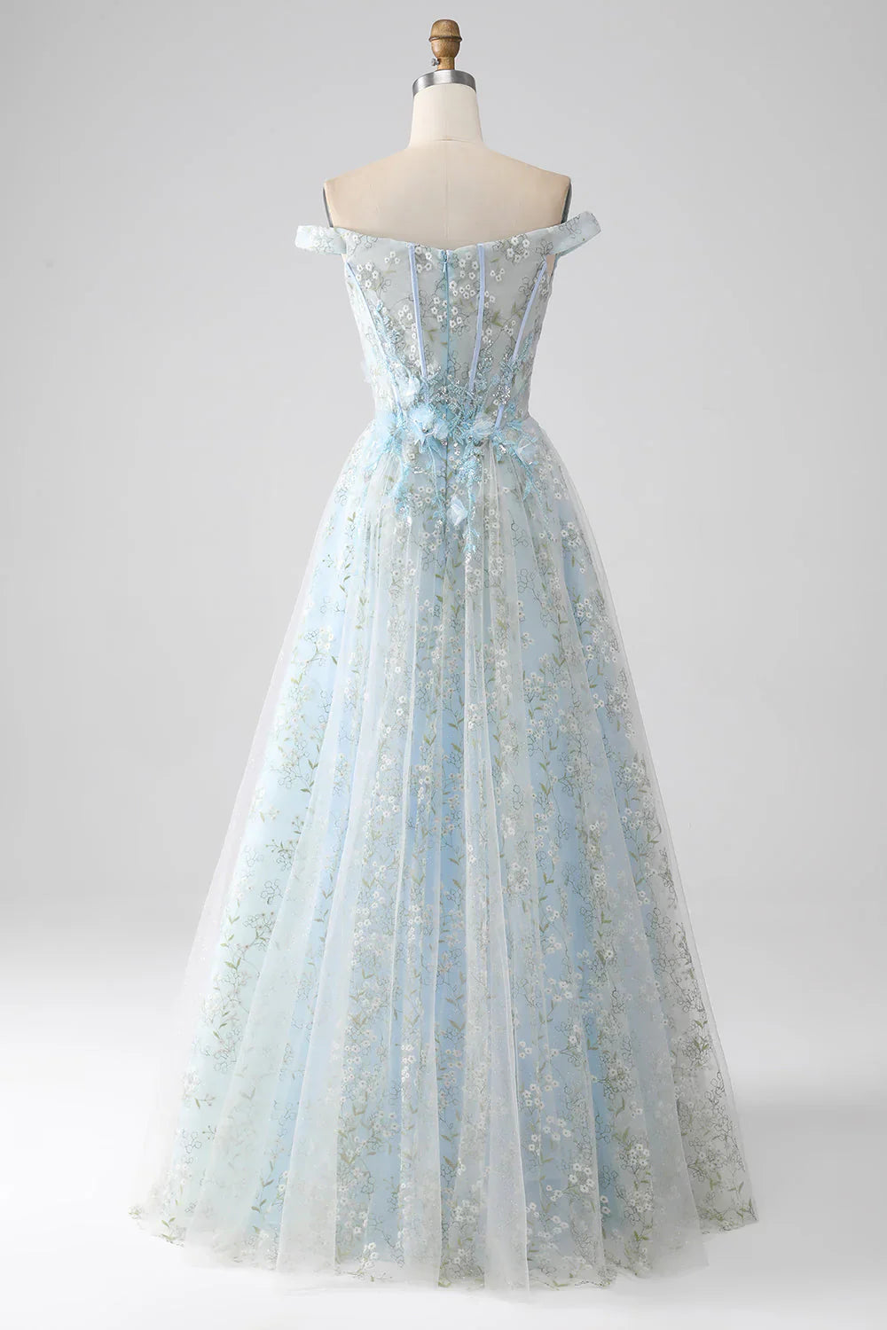 A-Line Off the Shoulder Long Corset Prom Dress