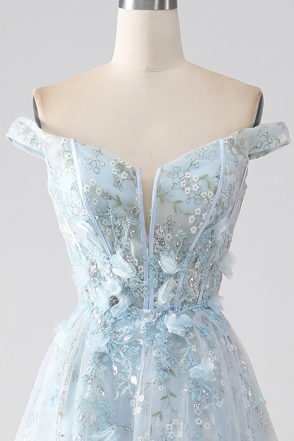 A-Line Off the Shoulder Long Corset Prom Dress