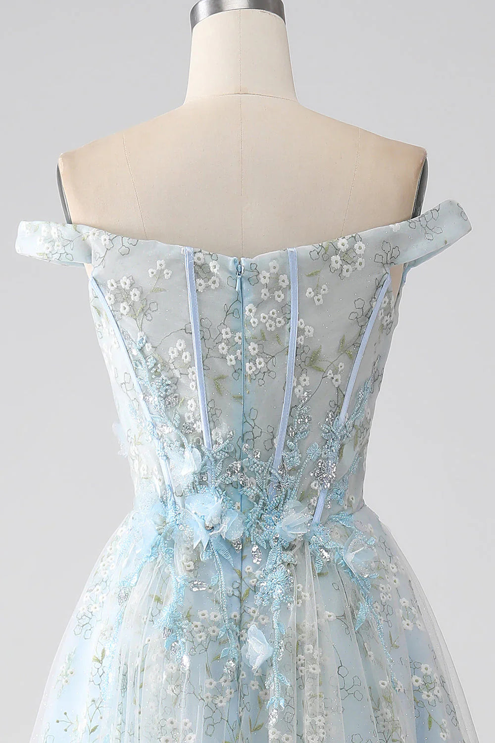 A-Line Off the Shoulder Long Corset Prom Dress