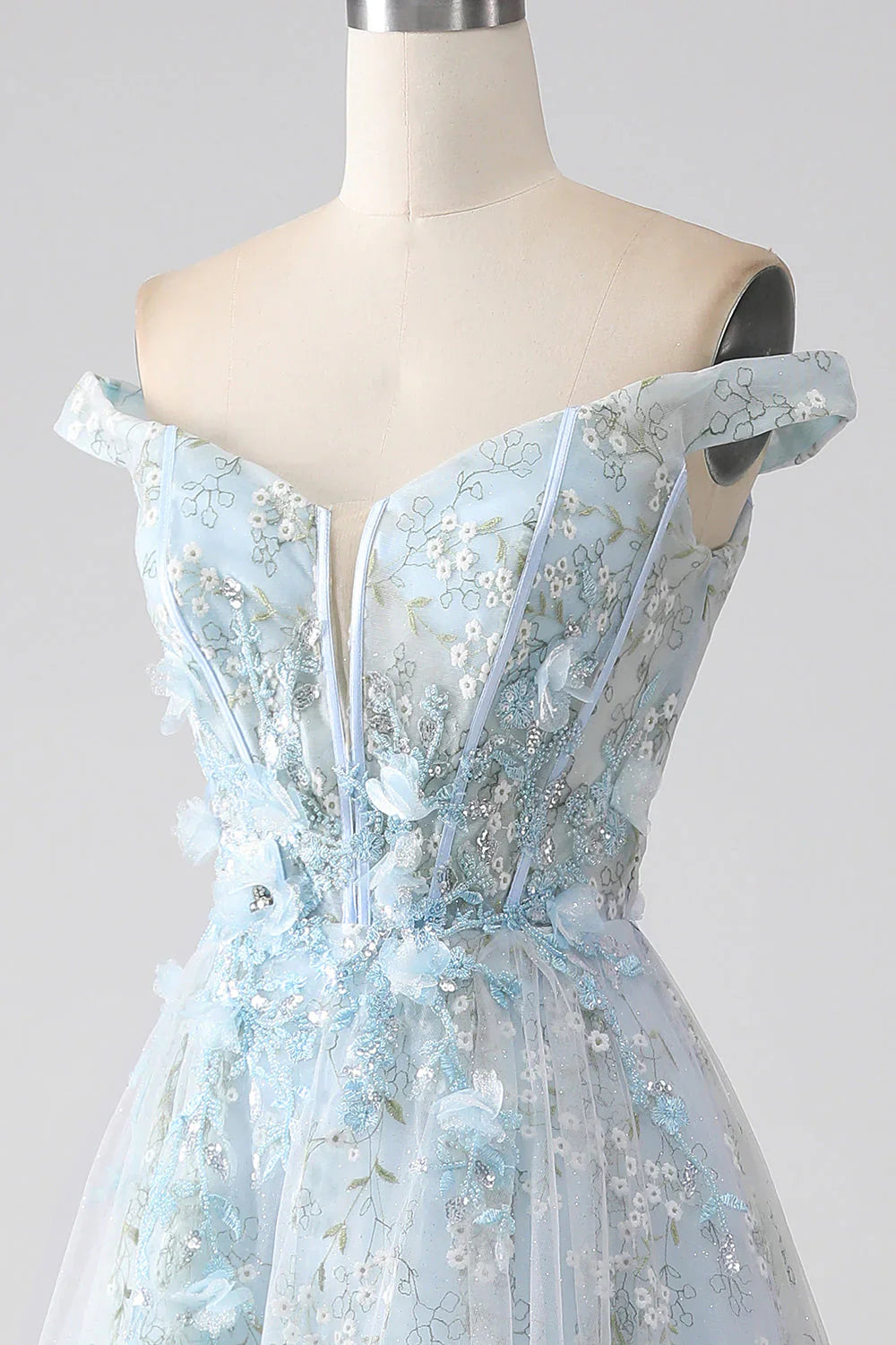A-Line Off the Shoulder Long Corset Prom Dress