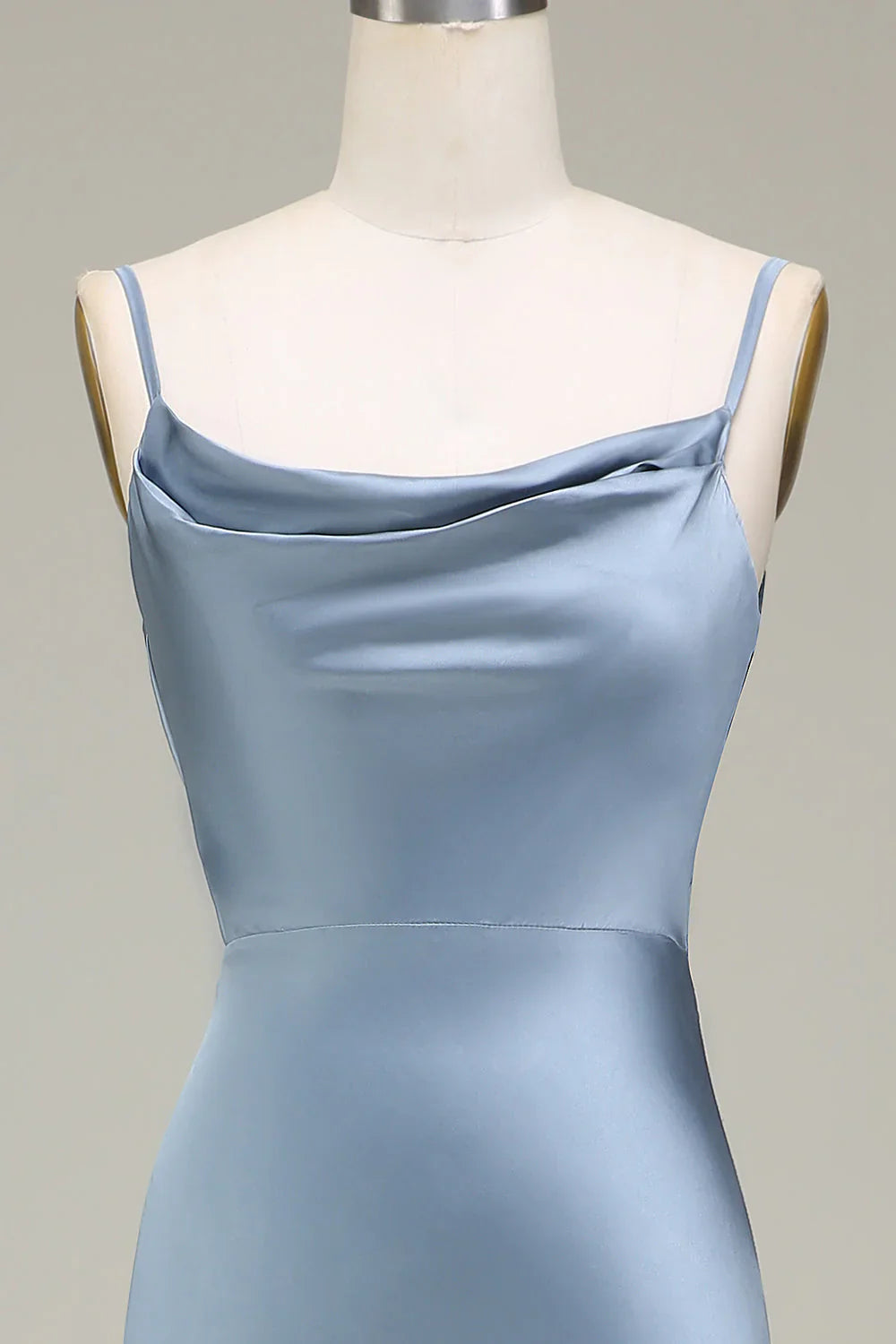 Sheath Spaghetti Straps Satin Long Bridesmaid Dress