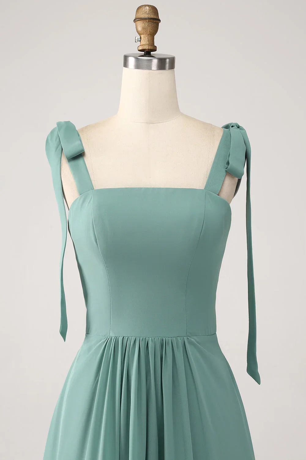 A Line Chiffon Long Bridesmaid Dress With Pleated