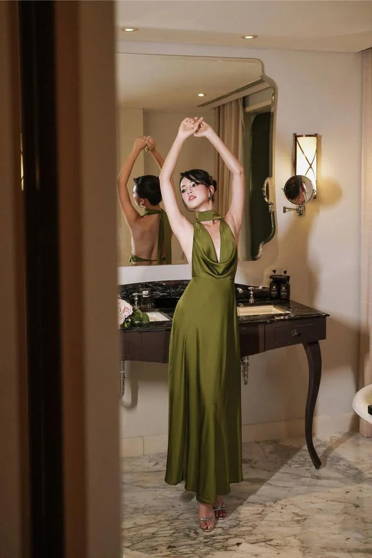 Xuewuba Dress Drop Neck Backless Maxi Dress Wedding Guest Dress Prom Dresses Evening Gowns