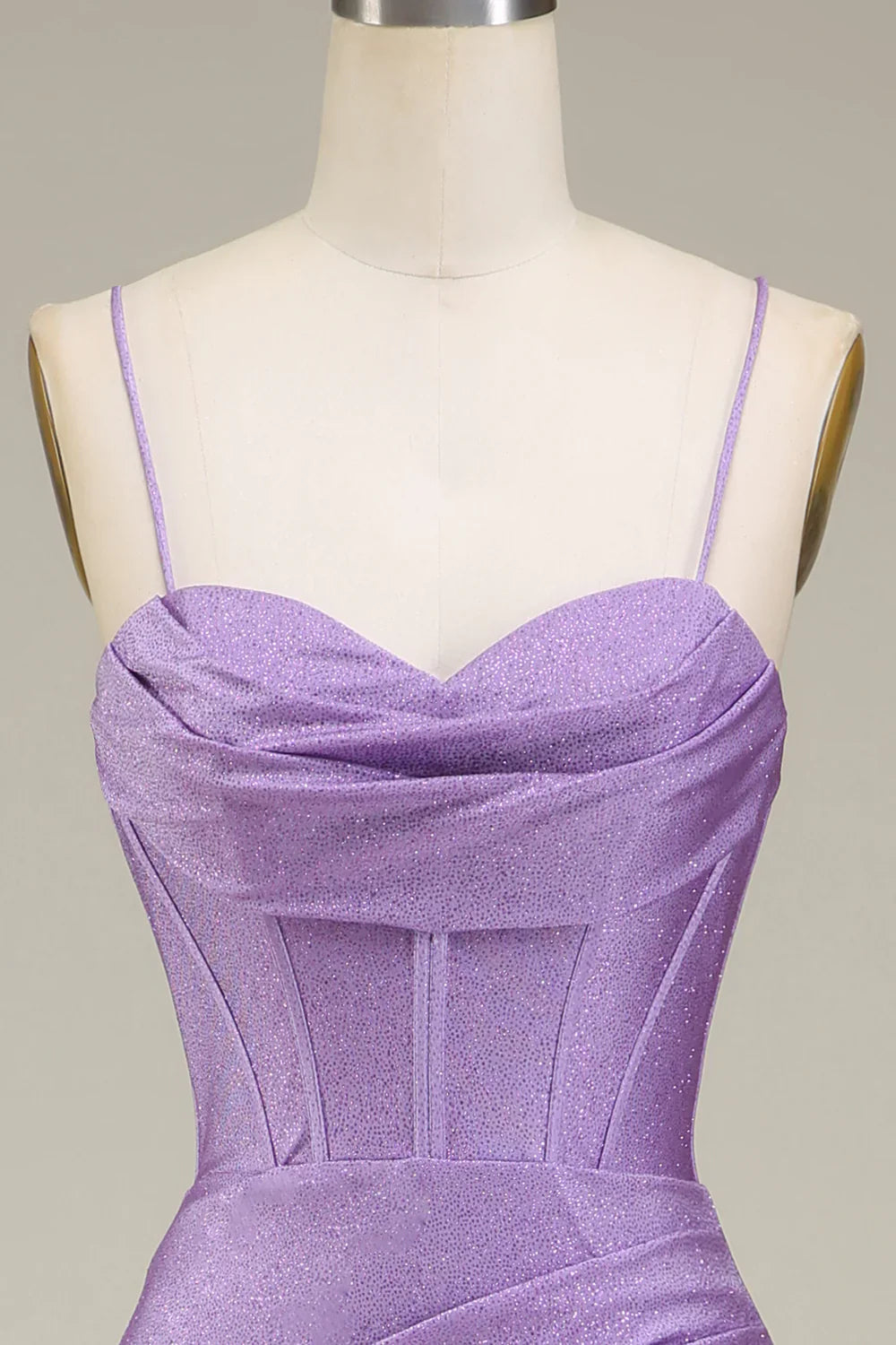 Mermaid Spaghetti Straps Satin Corset Prom Dress With Slit