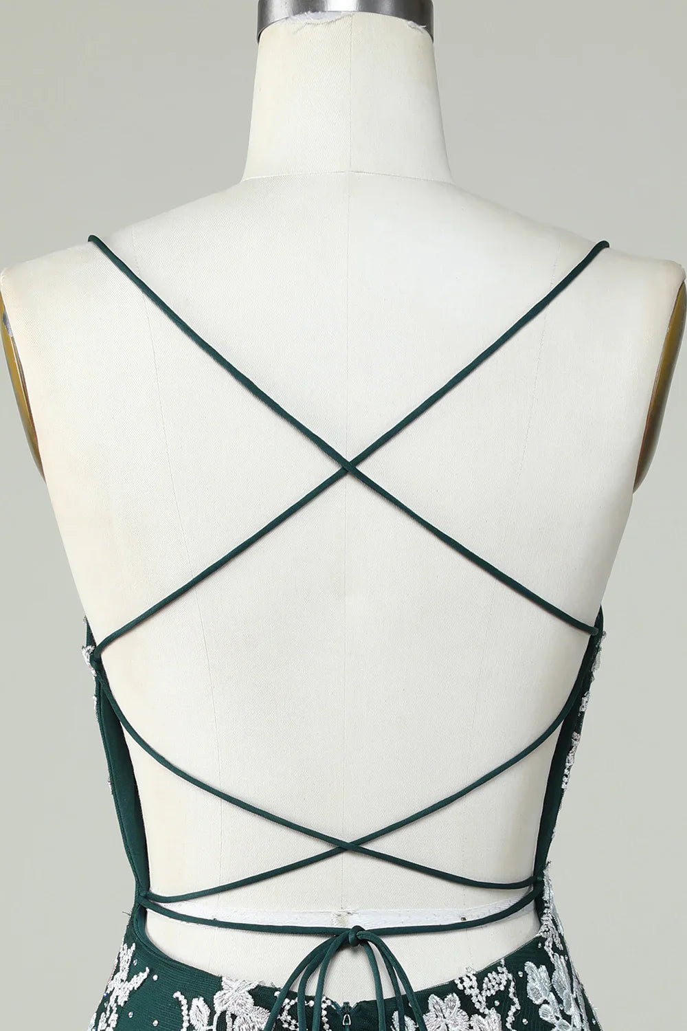 Spaghetti Straps Tight Dark Green Homecoming Dress With Appliques