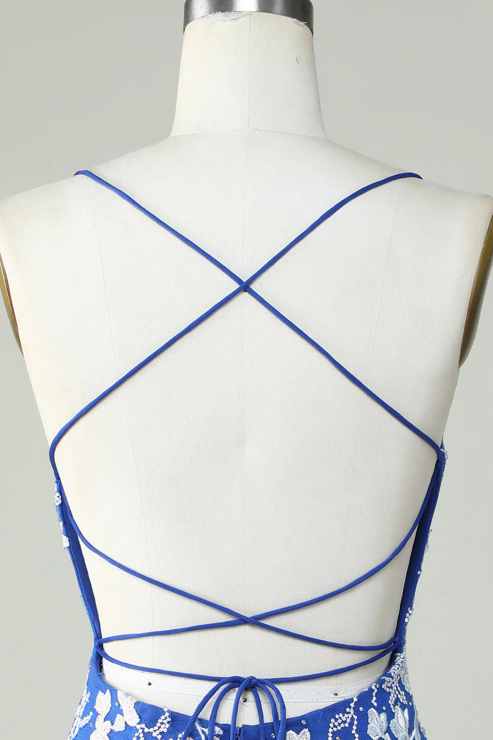 Spaghetti Straps Tight Royal Blue Homecoming Dress With Appliques