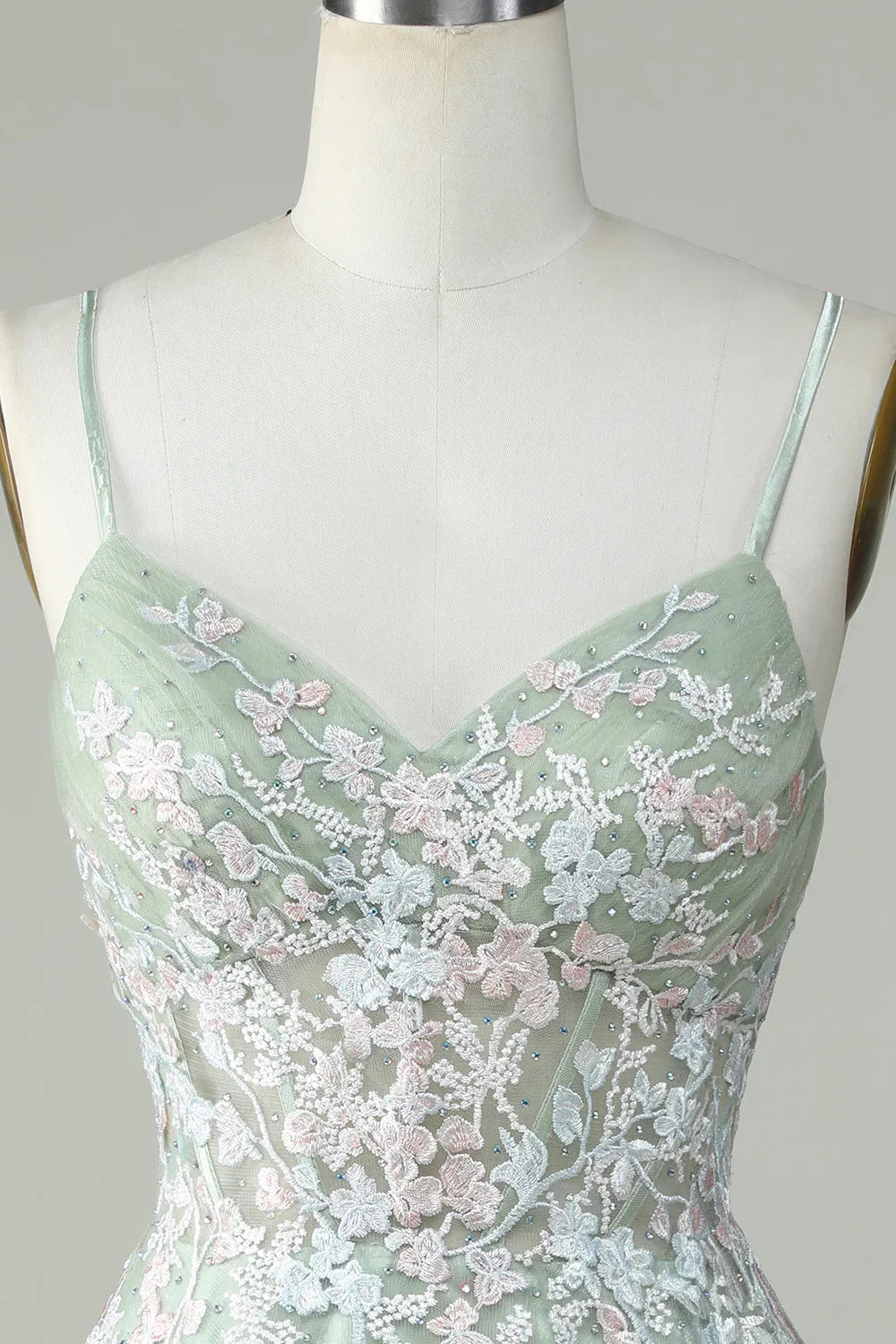 A Line Cute Corset Green Homecoming Dress With Appliques