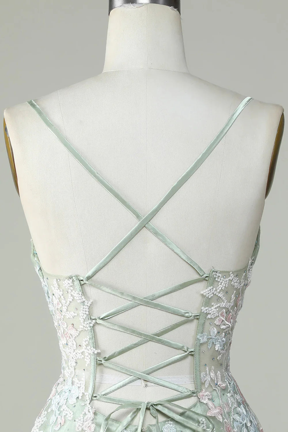 A Line Cute Corset Green Homecoming Dress With Appliques