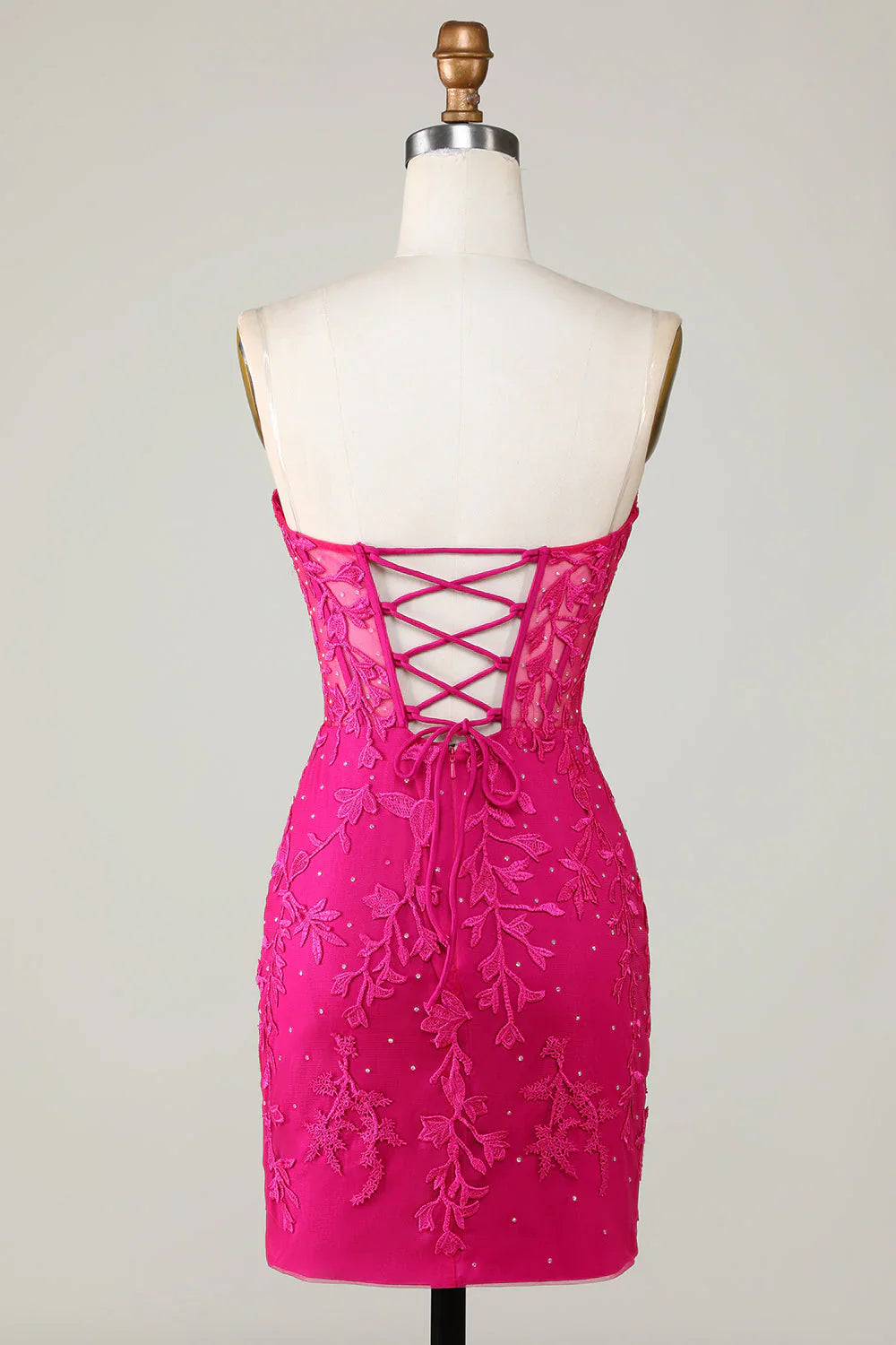 Strapless Tight Homecoming Dress With Appliques