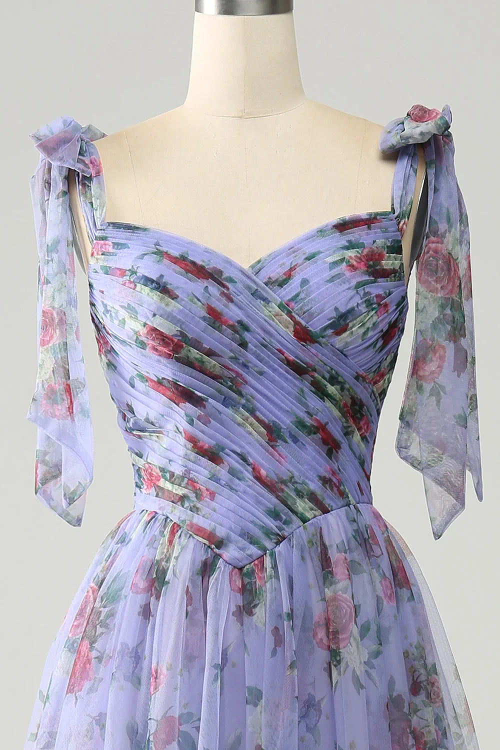 A-Line  Printed Adjustable Straps Long Prom Dress
