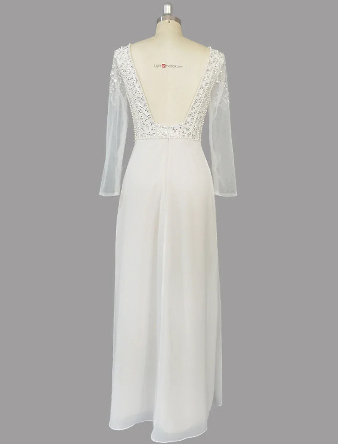 Evening Gown Glittering Dress Engagement Sweep / Brush Train Short Sleeve V Neck Chiffon with Sequin Slit
