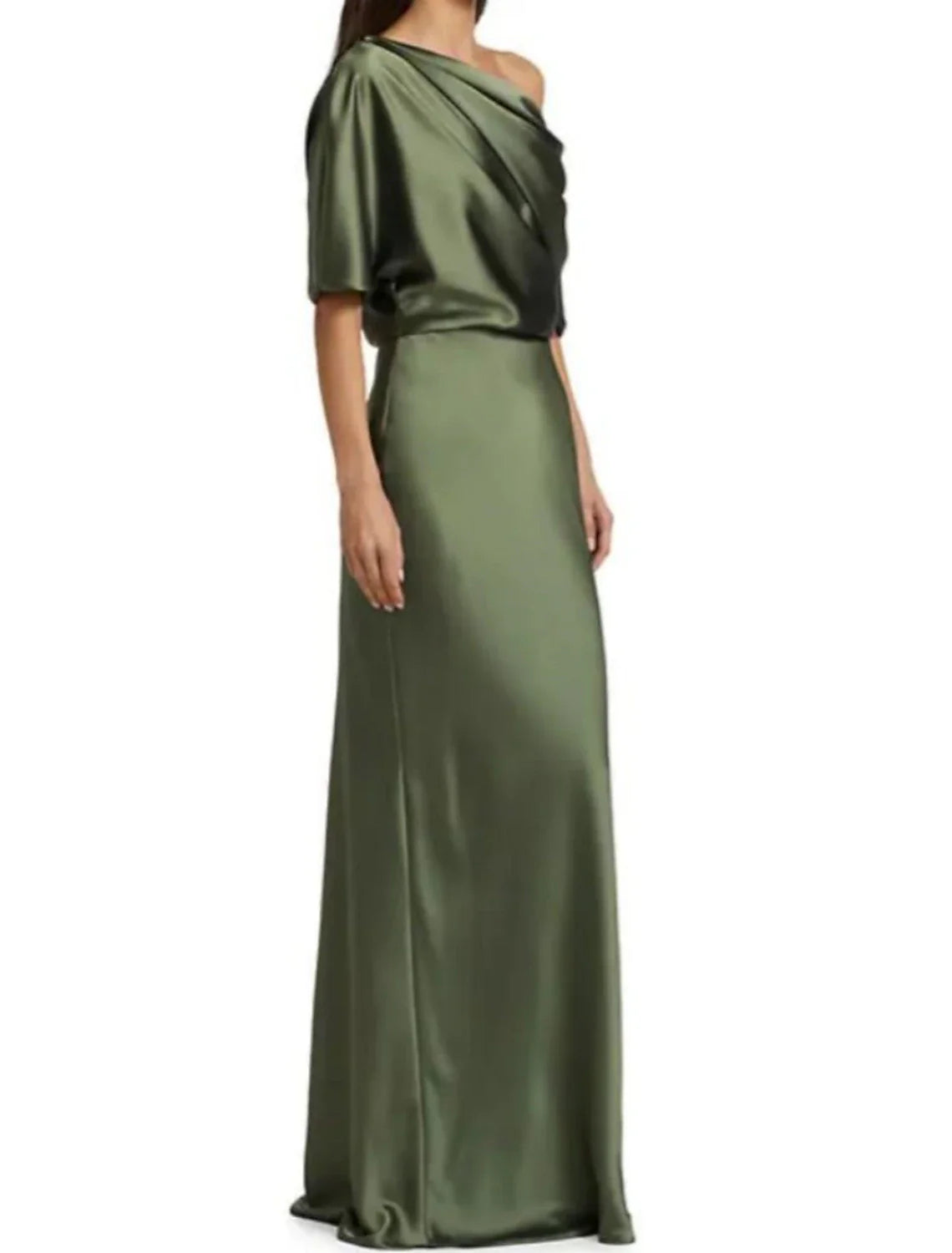 Sheath / Column Mother of the Bride Dress Wedding Guest Elegant Party Off Shoulder Sweep / Brush Train Satin Half Sleeve