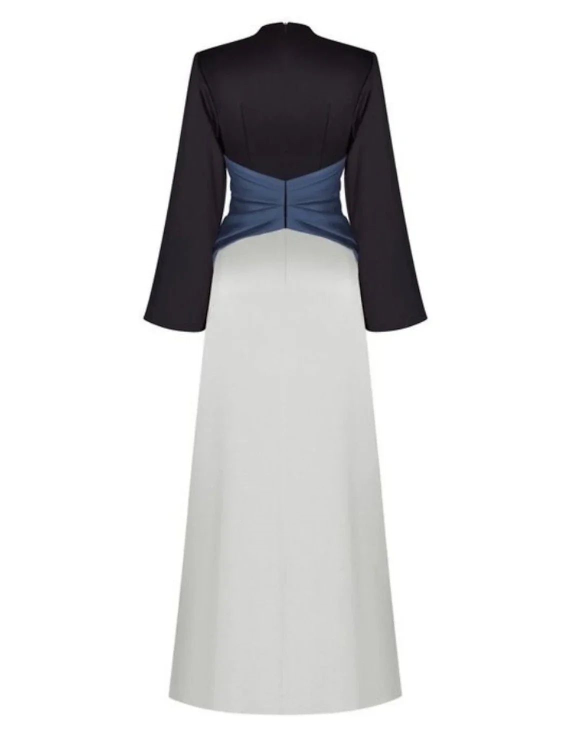 Evening Gown Elegant Dress Formal Floor Length Long Sleeve V Neck Satin with Pleats Ruched Slit