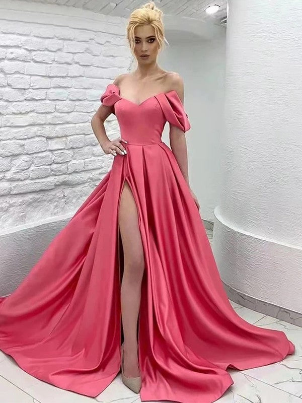 Off-the-Shoulder Sleeveless Sweep/Brush Train Dresses