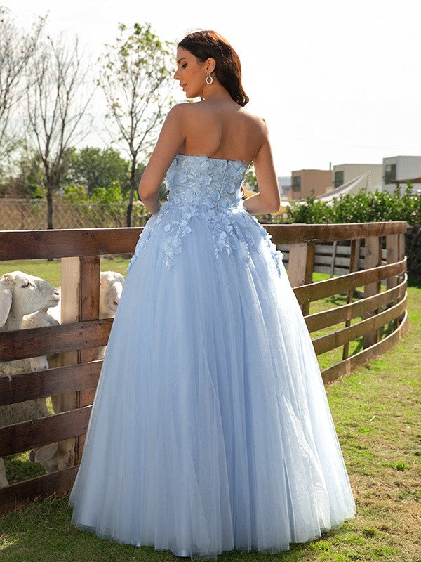 Tulle Applique Sweetheart Sleeveless Floor-Length Dresses
