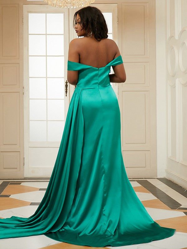 Ruffles Off-the-Shoulder Sleeveless Sweep/Brush Train Dresses