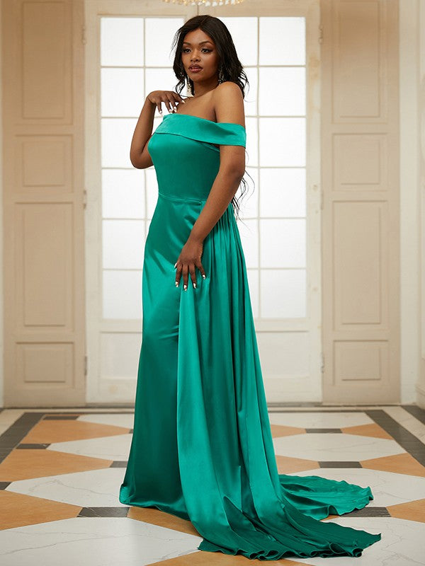 Ruffles Off-the-Shoulder Sleeveless Sweep/Brush Train Dresses