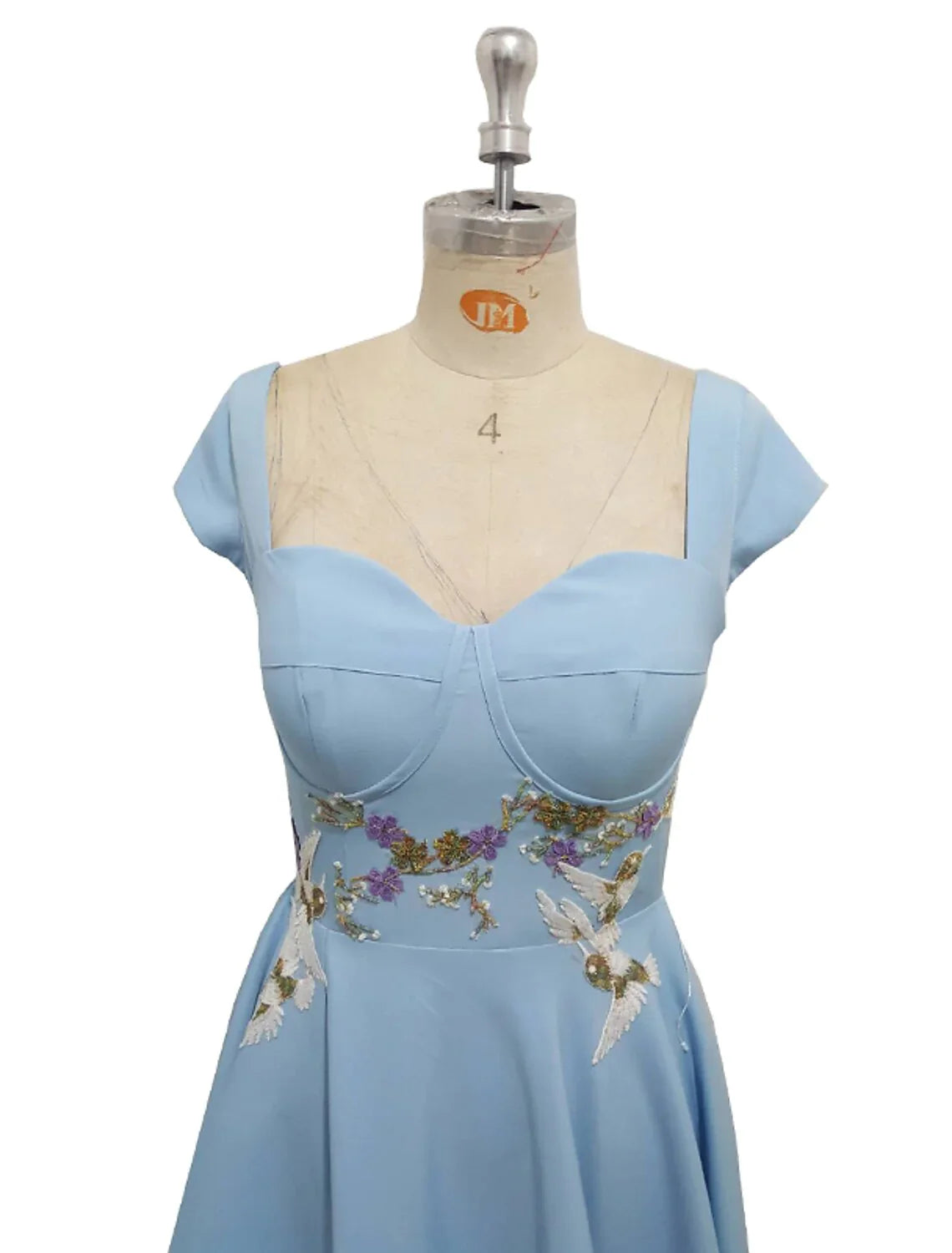 A-Line Evening Gown Elegant Dress Party Wear Floor Length Short Sleeve Sweetheart Stretch Fabric with Appliques