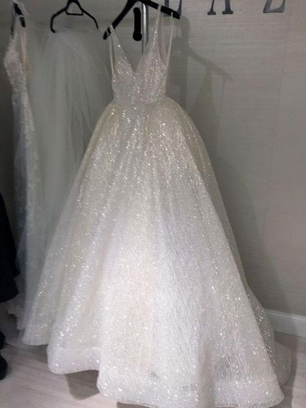 A-Line/Princess Other Train Sleeveless V-neck Dresses