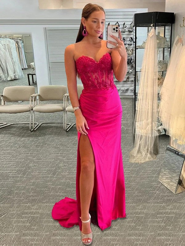 Applique Sweetheart Sleeveless Sweep/Brush Train Dresses