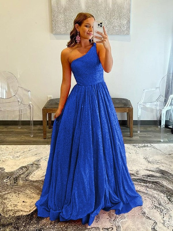 Ruffles One-Shoulder Sleeveless Sweep/Brush Train Dresses