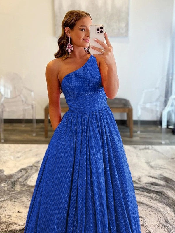 Ruffles One-Shoulder Sleeveless Sweep/Brush Train Dresses