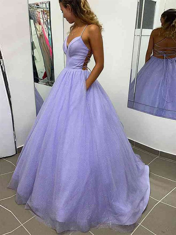 A-Line Ruffles Spaghetti Straps Sleeveless Sweep/Brush Train Dresses
