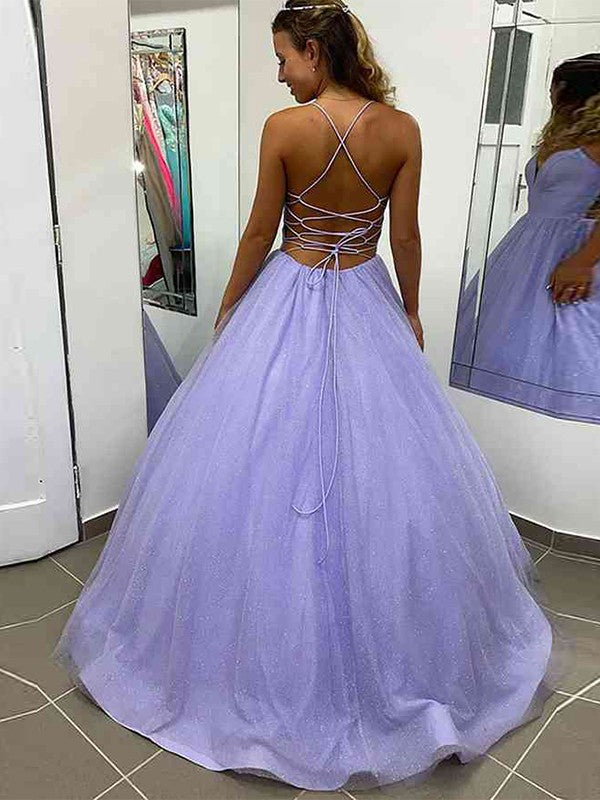 A-Line Ruffles Spaghetti Straps Sleeveless Sweep/Brush Train Dresses