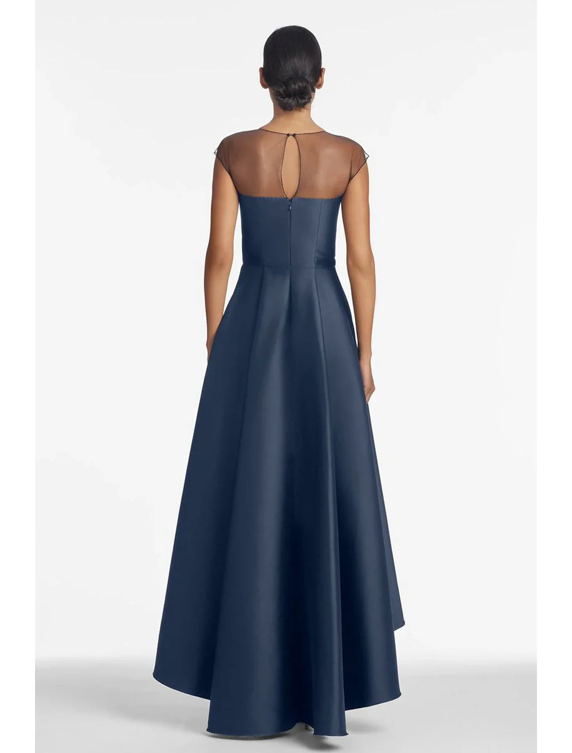 A-Line Wedding Guest Evening Dress Elegant Dress Black Tie Asymmetrical Sleeveless Jewel Neck Fall Wedding Guest Satin