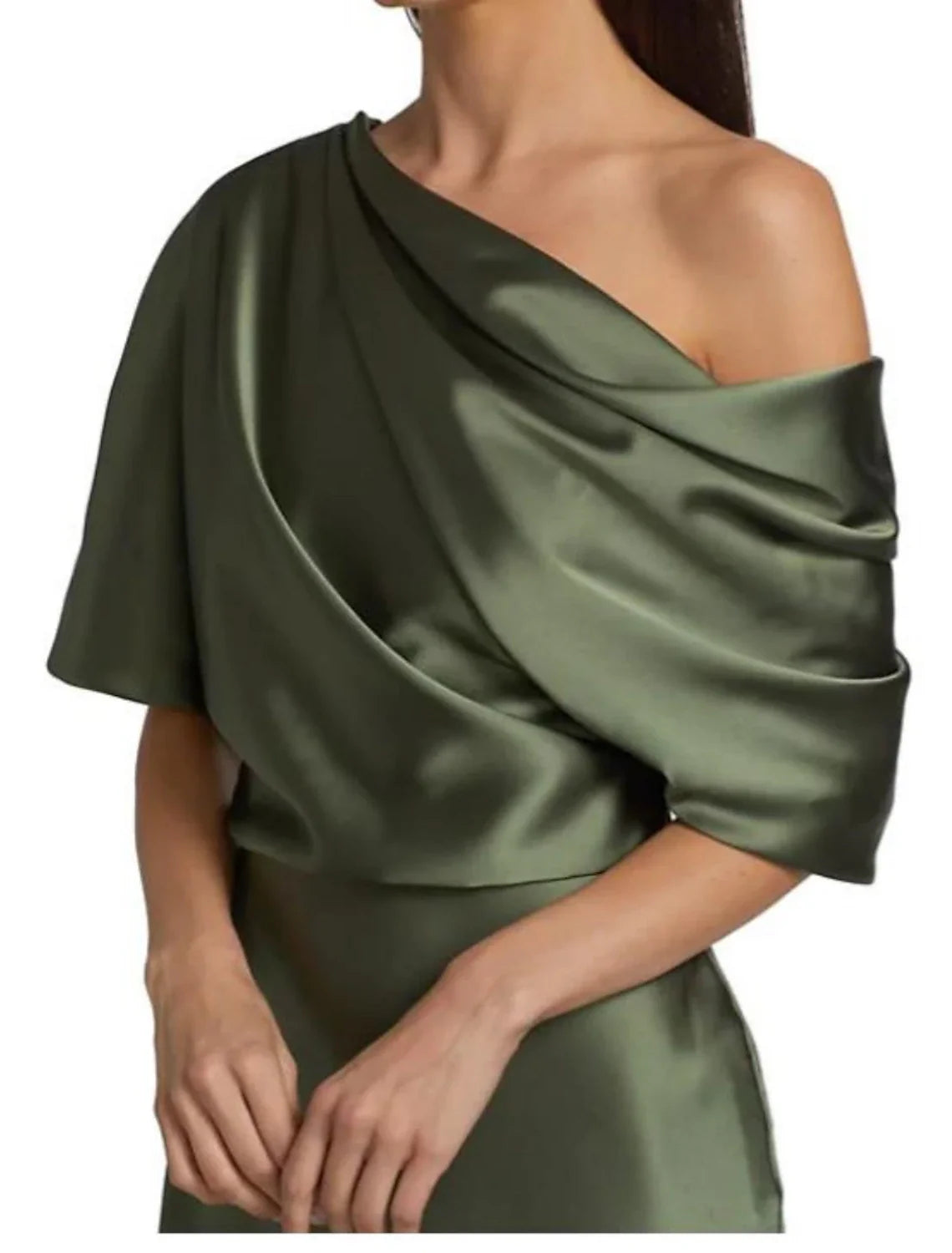 Sheath / Column Mother of the Bride Dress Wedding Guest Elegant Party Off Shoulder Sweep / Brush Train Satin Half Sleeve